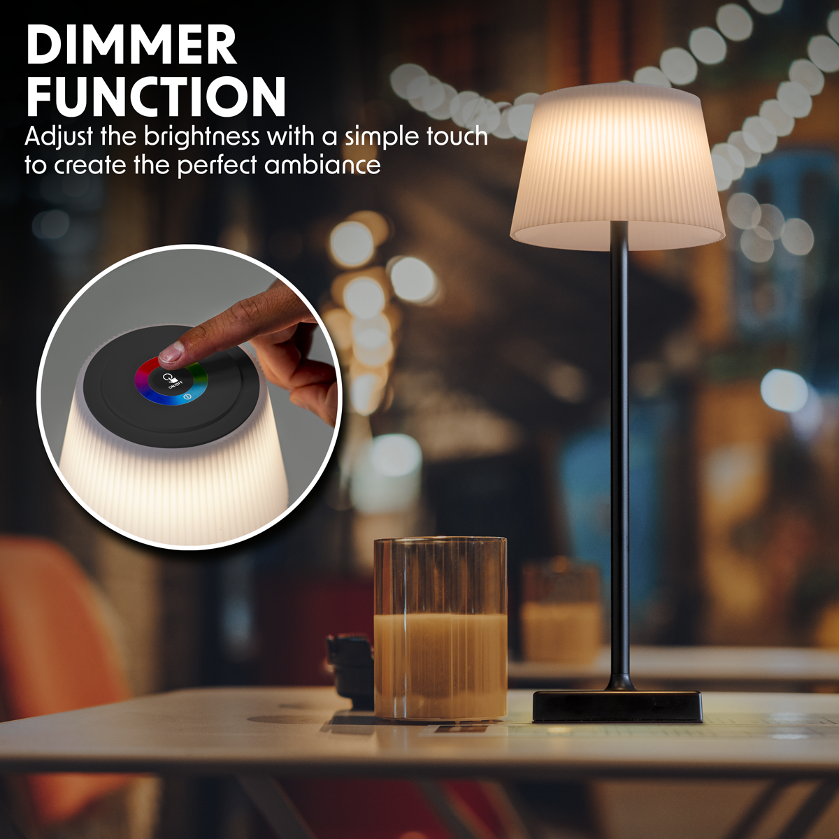 Dellonda DH212 Dellonda Rechargeable Table Lamp for Home Office Restaurant RGB Colours