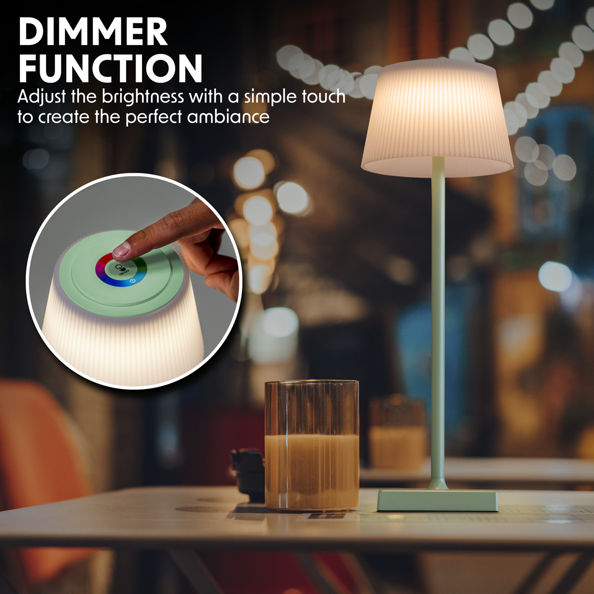 Dellonda DH214 Dellonda Rechargeable Table Lamp for Home Office Restaurant RGB Colours