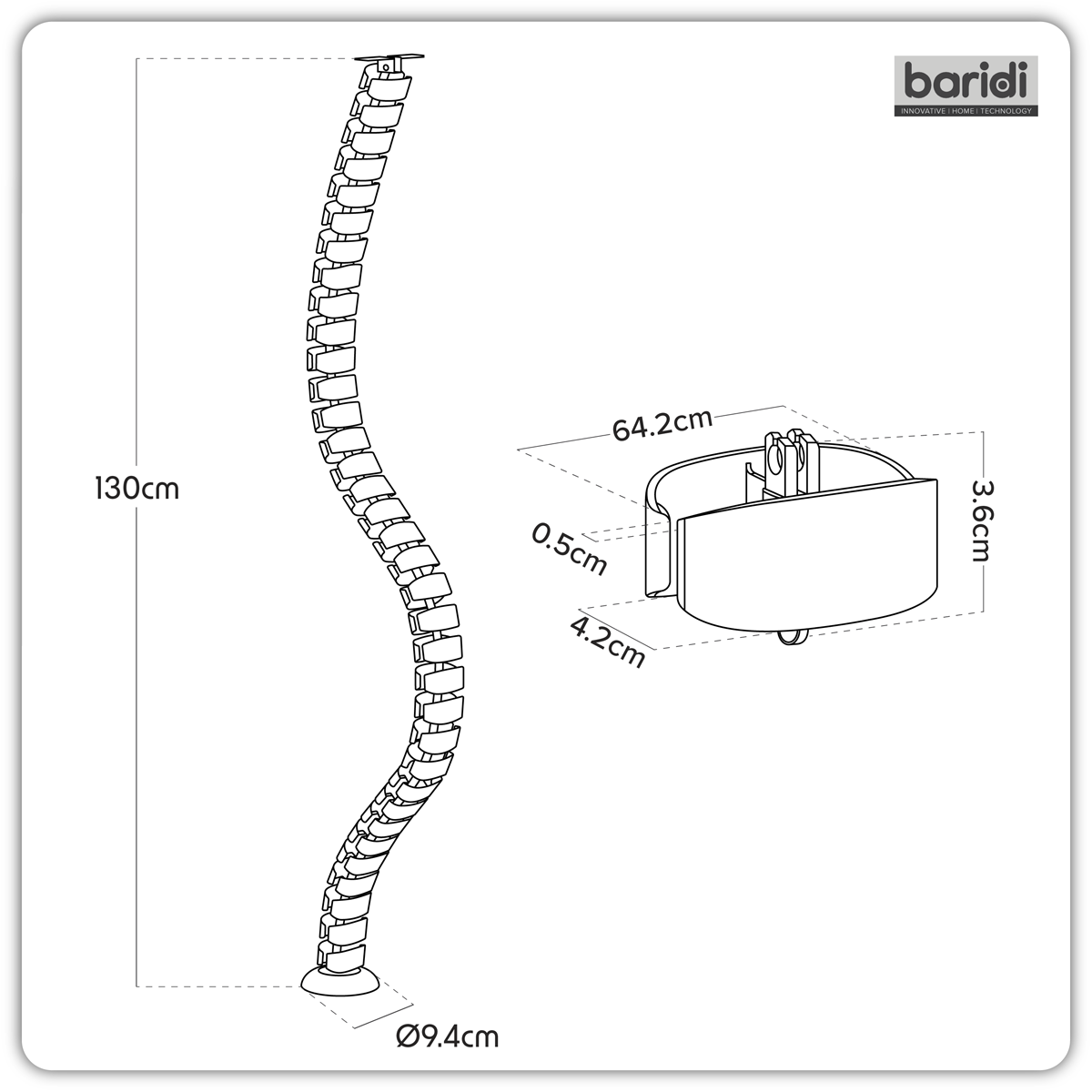 Dellonda DH23 Dellonda Flexible Cable Management System 1.3m
