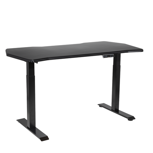 Dellonda DH241 Dellonda Carbon Fibre Effect Electric Height Adjustable Standing Desk, 1400 x 700mm Dual Motor 100kg