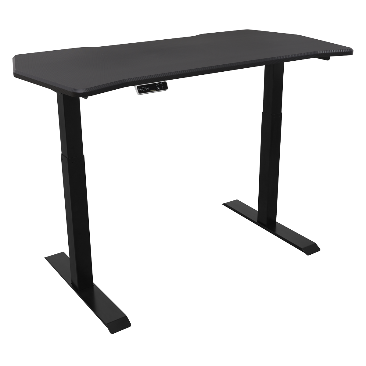 Dellonda DH241 Dellonda Carbon Fibre Effect Electric Height Adjustable Standing Desk, 1400 x 700mm Dual Motor 100kg