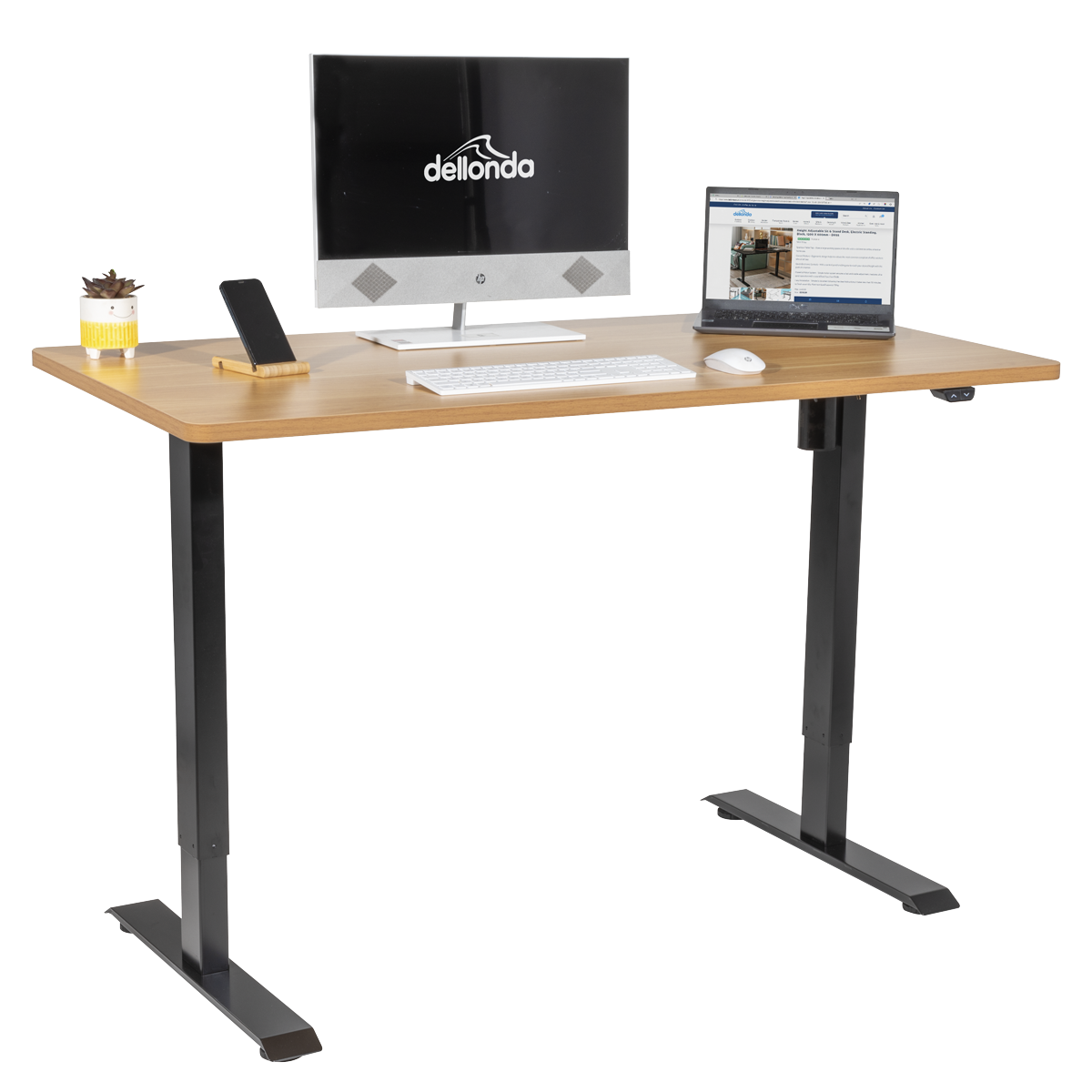 Dellonda DH242 Dellonda Single Motor Ultra-Quiet Adjustable-Height Electric Sit/Stand Desk - Oak Desktop