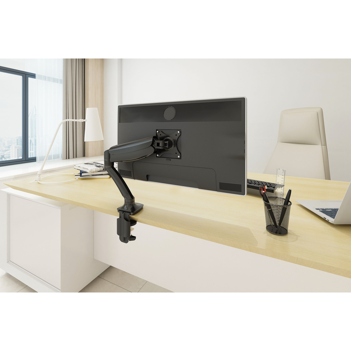 Dellonda DH24 Dellonda Adjustable Single Monitor Arm with 360° Rotation - Black