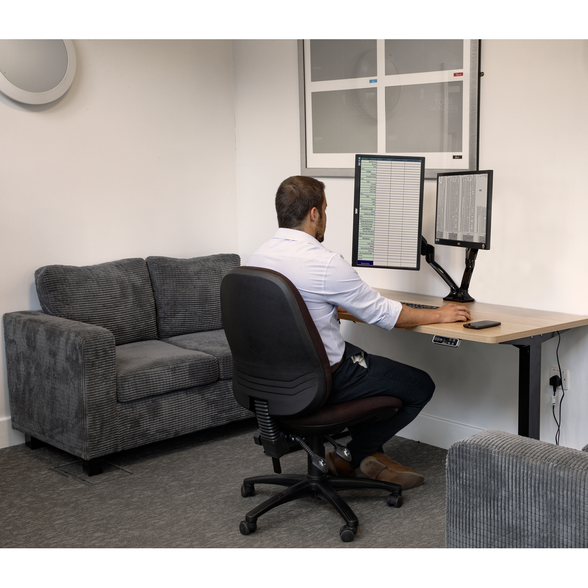 Dellonda DH25 Dellonda Adjustable Double Monitor Arm with 360° Rotation - Black