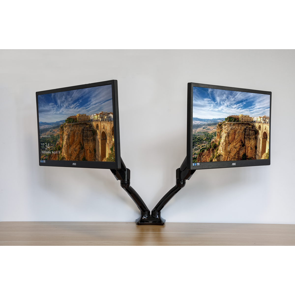 Dellonda DH25 Dellonda Adjustable Double Monitor Arm with 360° Rotation - Black
