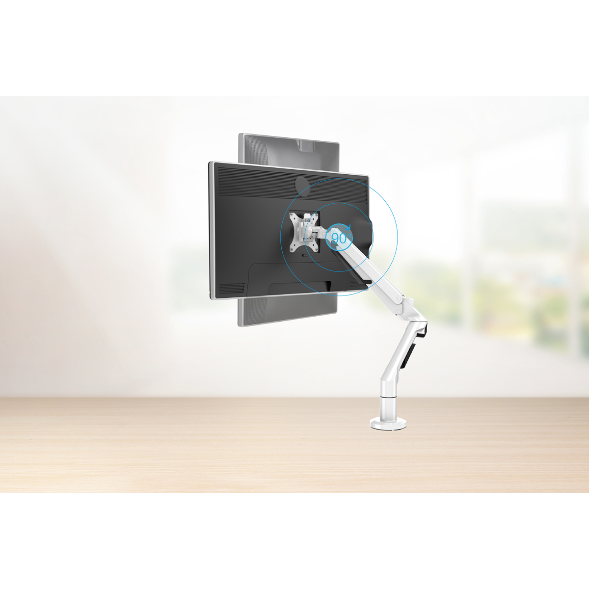 Dellonda DH26 Dellonda Adjustable Single Monitor Arm with 360° Rotation - White