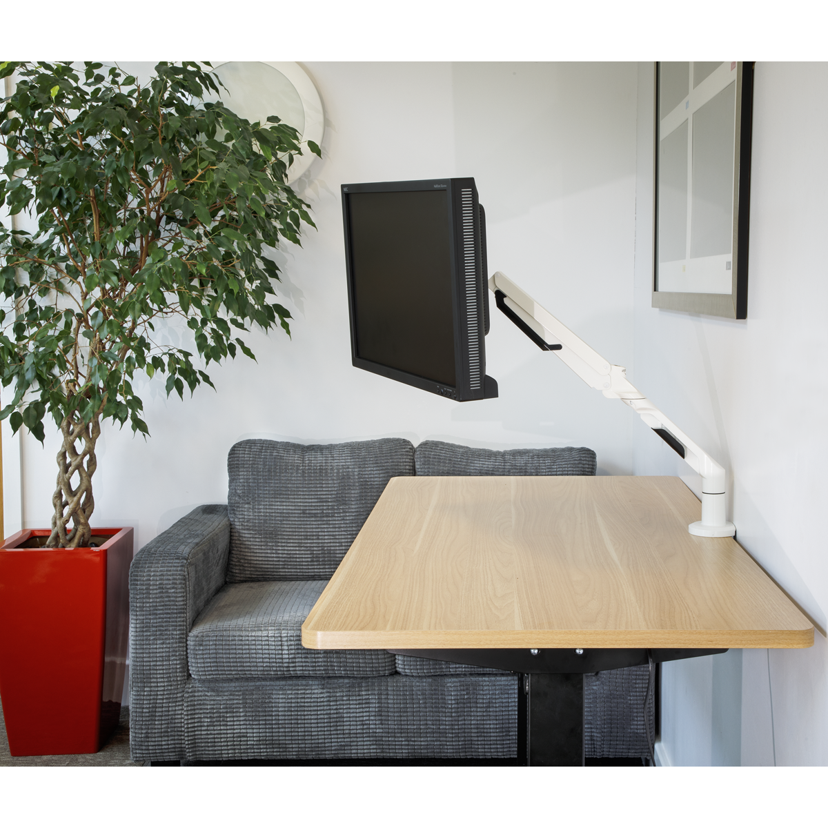 Dellonda DH26 Dellonda Adjustable Single Monitor Arm with 360° Rotation - White