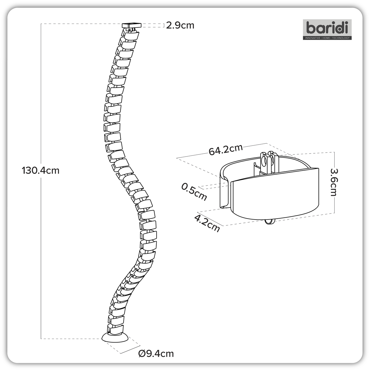 Dellonda DH275 Dellonda Flexible Cable Management System, Magnetic 1.3m