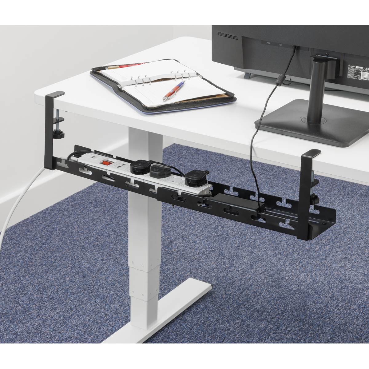 Dellonda DH276 Dellonda Extendable Cable Management Tray 435/730 x 130 x 190 - Black