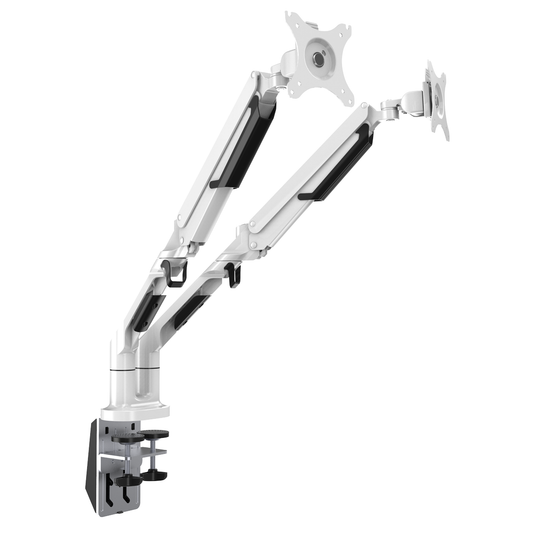 Dellonda DH27 Dellonda Adjustable Double Monitor Arm with 360° Rotation - White