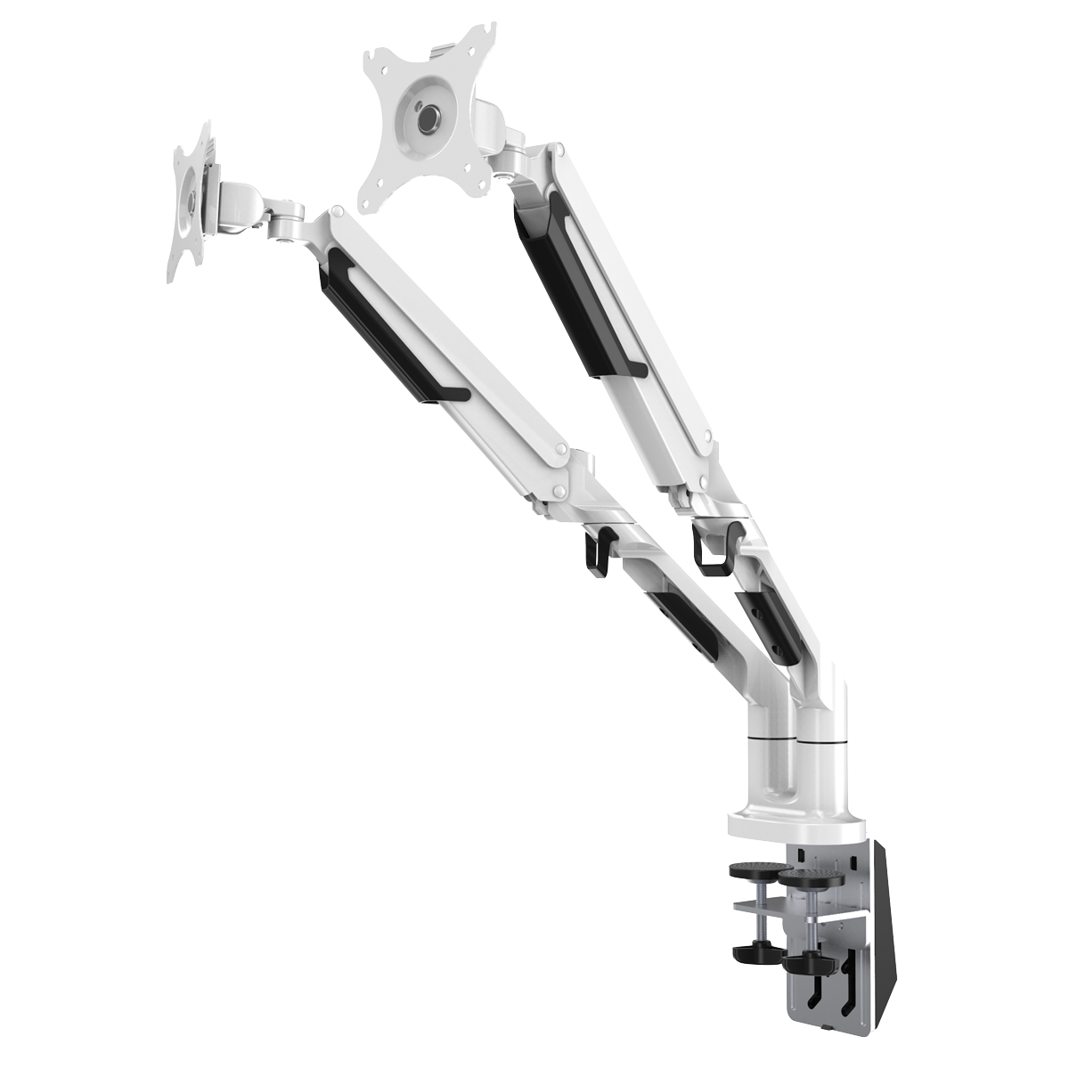 Dellonda DH27 Dellonda Adjustable Double Monitor Arm with 360° Rotation - White
