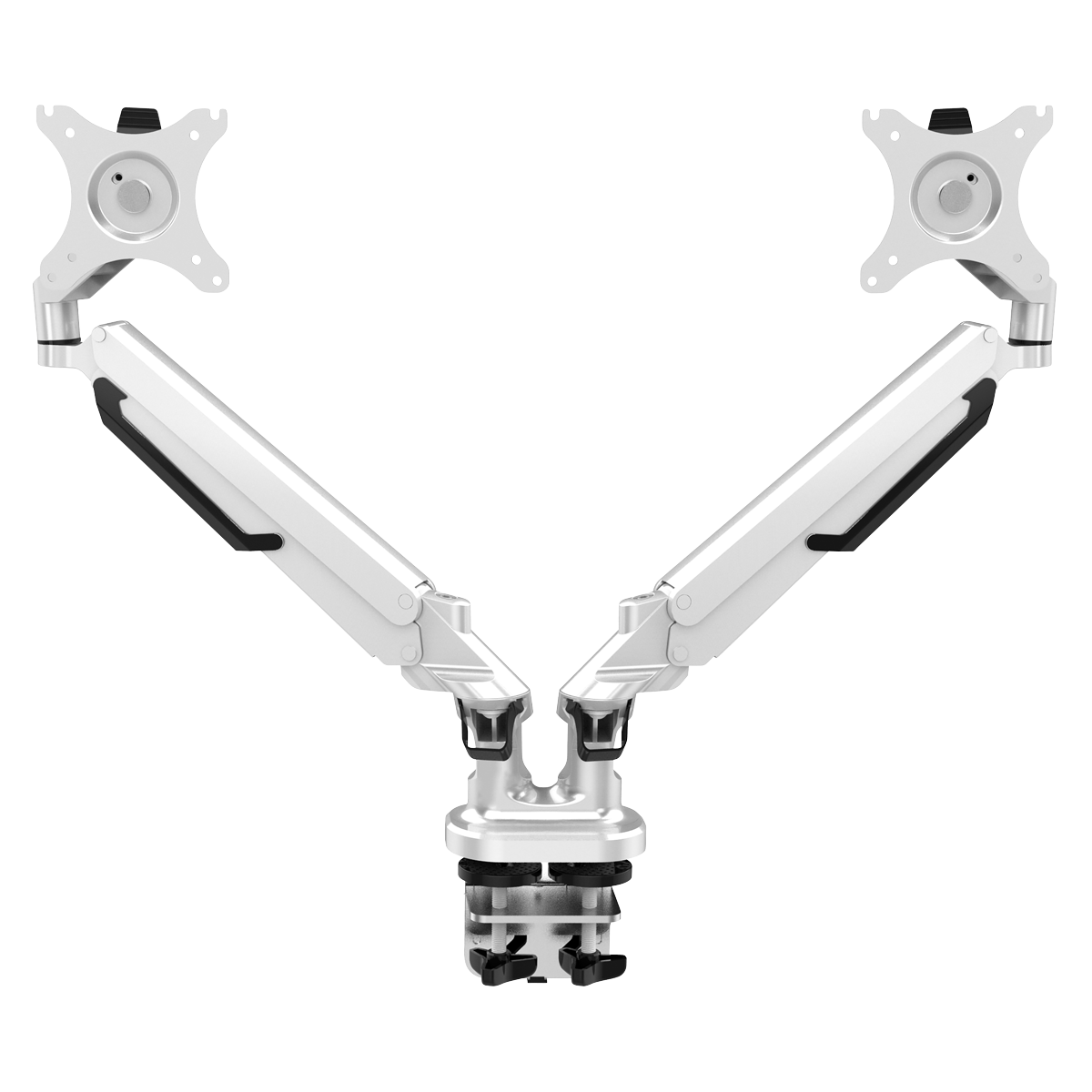 Dellonda DH27 Dellonda Adjustable Double Monitor Arm with 360° Rotation - White