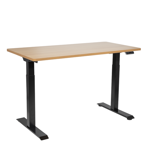 Dellonda DH33 Dellonda Oak Electric Height Adjustable Standing Desk, 1400 x 700mm Dual Motor 100kg