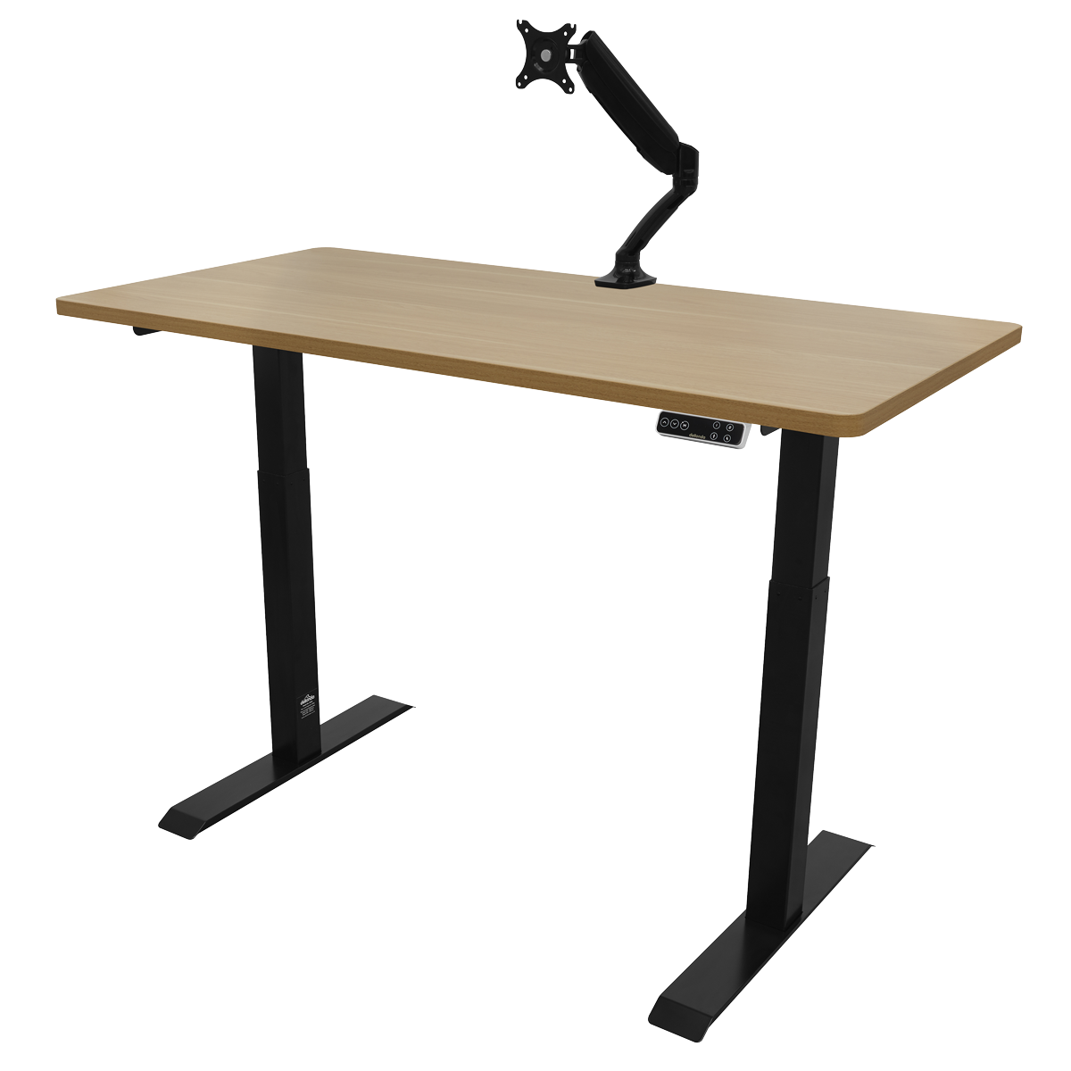 Dellonda DH33 Dellonda Oak Electric Height Adjustable Standing Desk, 1400 x 700mm Dual Motor 100kg