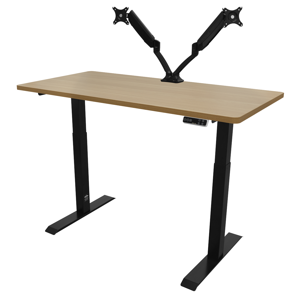 Dellonda DH33 Dellonda Oak Electric Height Adjustable Standing Desk, 1400 x 700mm Dual Motor 100kg