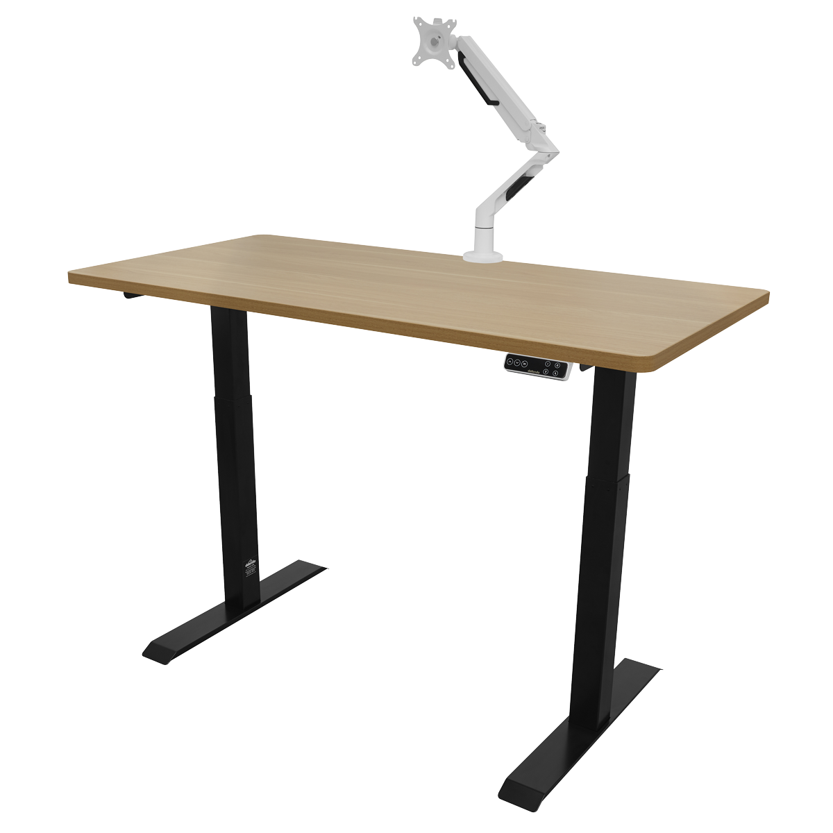 Dellonda DH33 Dellonda Oak Electric Height Adjustable Standing Desk, 1400 x 700mm Dual Motor 100kg