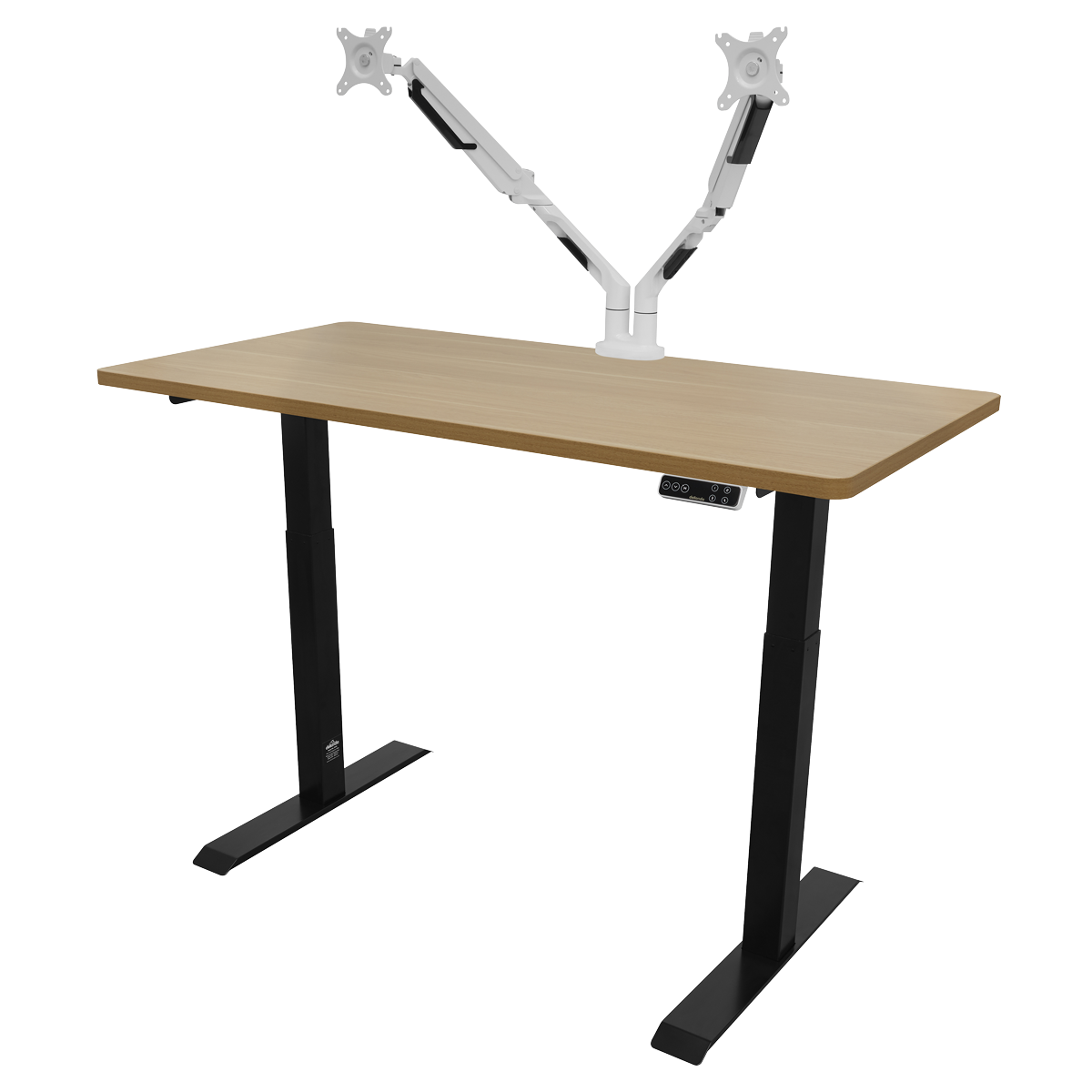 Dellonda DH33 Dellonda Oak Electric Height Adjustable Standing Desk, 1400 x 700mm Dual Motor 100kg