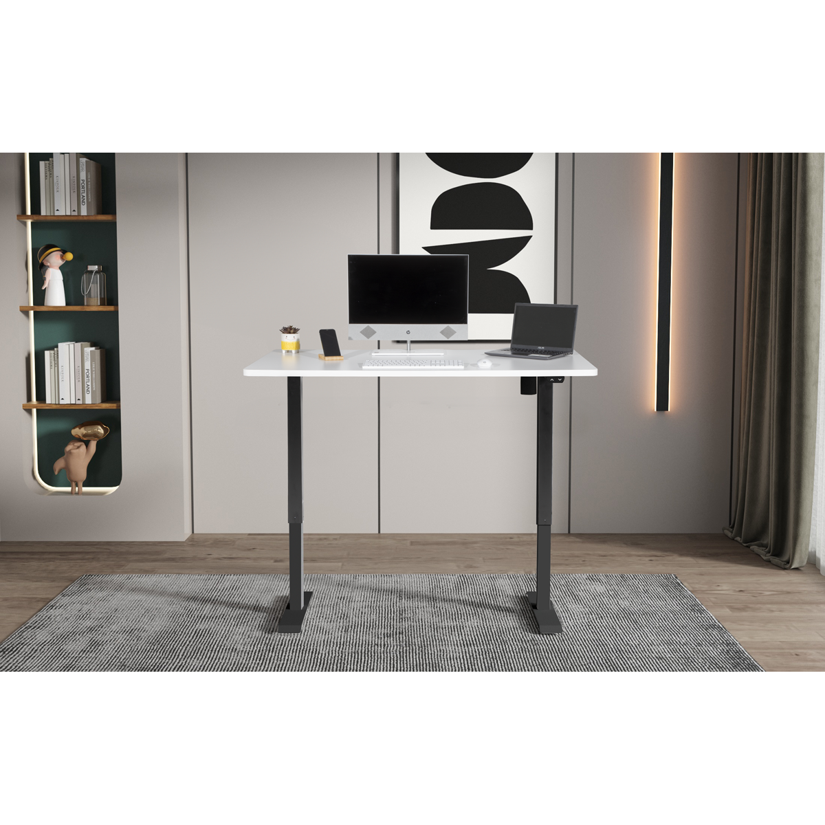 Dellonda DH36 Dellonda Single Motor Ultra-Quiet Adjustable-Height Electric Sit/Stand Desk - White Desktop