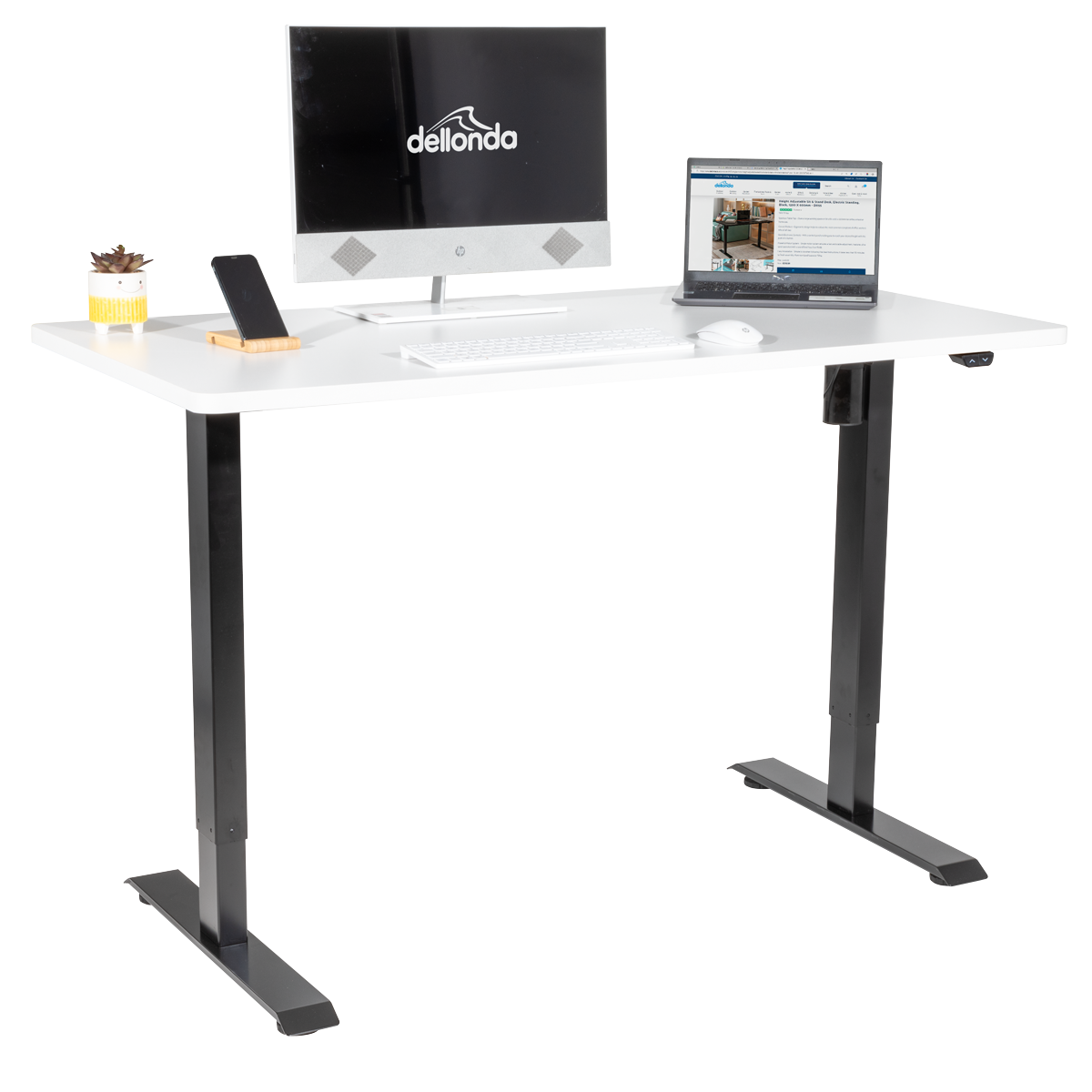Dellonda DH36 Dellonda Single Motor Ultra-Quiet Adjustable-Height Electric Sit/Stand Desk - White Desktop