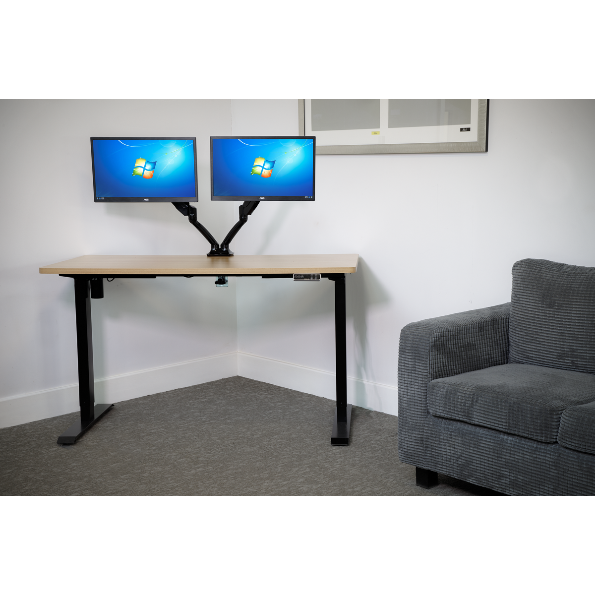 Dellonda DH41 Dellonda Oak Electric Adjustable-Height Standing Desk with Memory, Quiet & Fast 1400 x 700mm