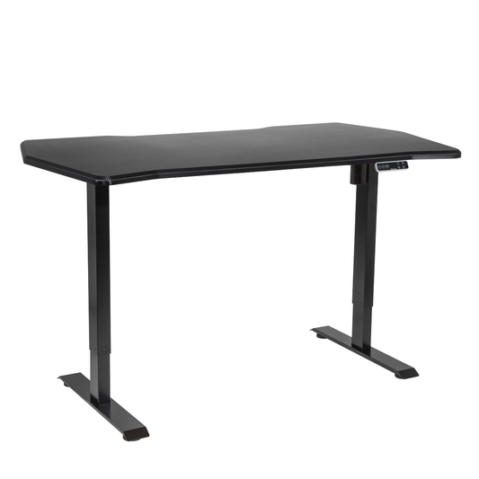 Dellonda DH43 Dellonda Carbon Fibre Effect Electric Height Adjustable Standing Desk with Memory, Quiet, 1400 x 700mm