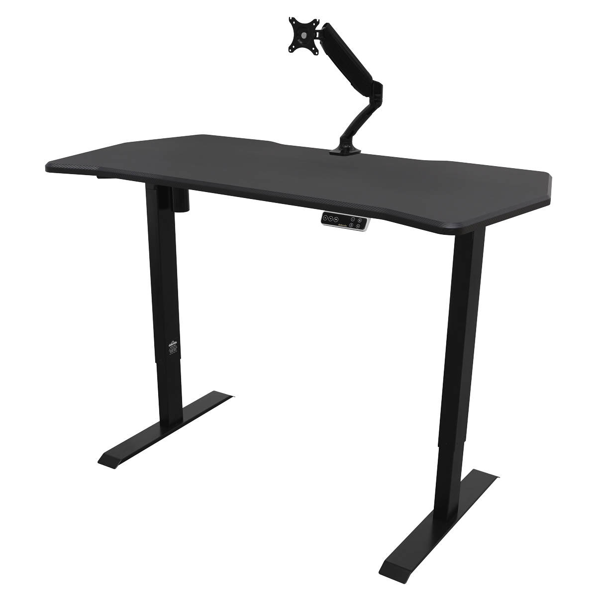 Dellonda DH43 Dellonda Carbon Fibre Effect Electric Height Adjustable Standing Desk with Memory, Quiet, 1400 x 700mm