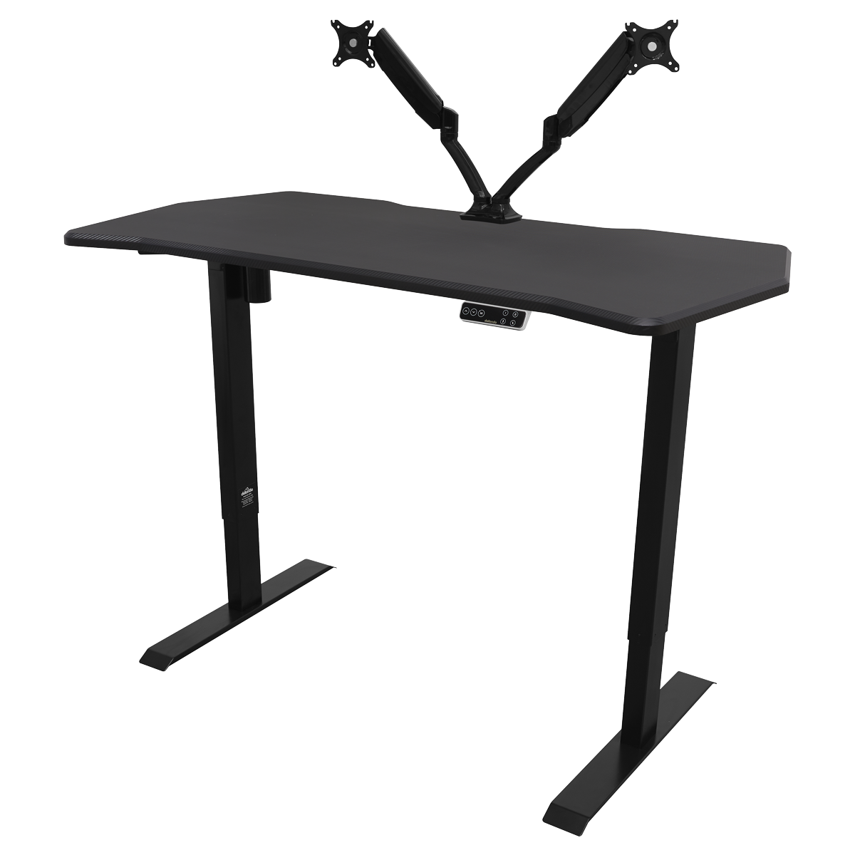 Dellonda DH43 Dellonda Carbon Fibre Effect Electric Height Adjustable Standing Desk with Memory, Quiet, 1400 x 700mm