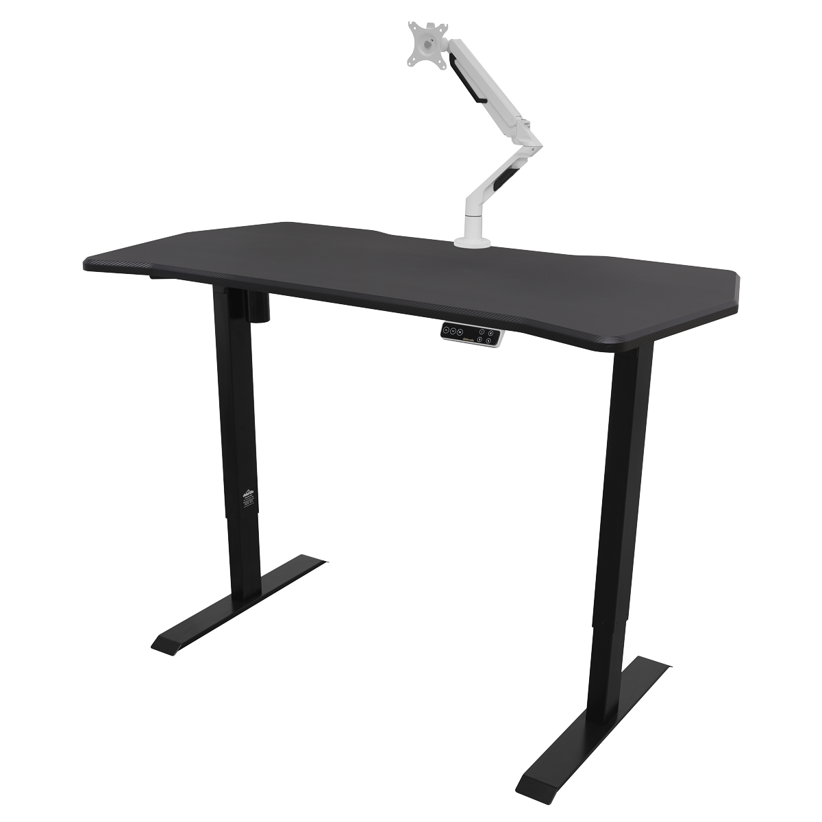 Dellonda DH43 Dellonda Carbon Fibre Effect Electric Height Adjustable Standing Desk with Memory, Quiet, 1400 x 700mm