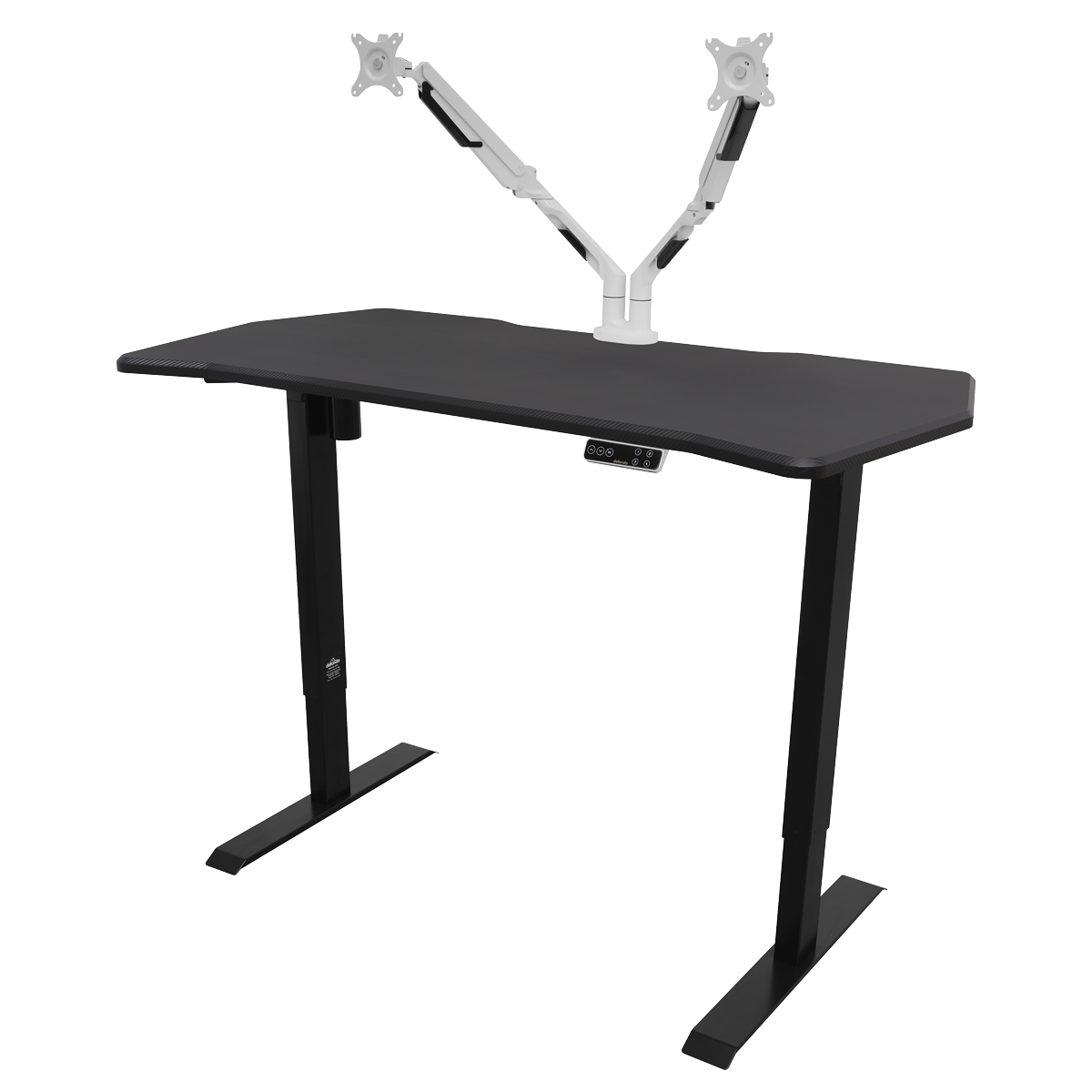 Dellonda DH43 Dellonda Carbon Fibre Effect Electric Height Adjustable Standing Desk with Memory, Quiet, 1400 x 700mm