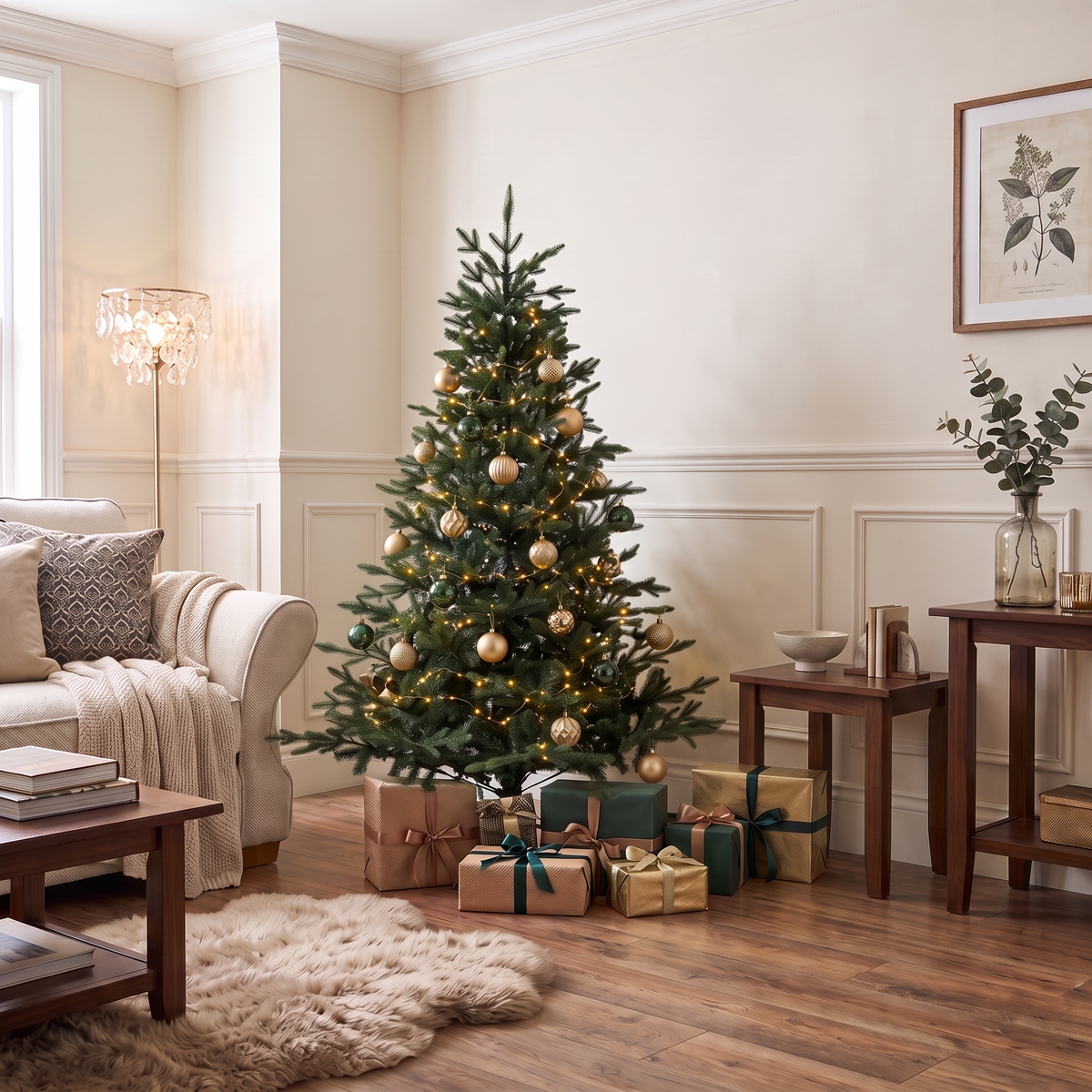 Dellonda DH44 Dellonda Artificial Hinged Christmas Tree 5ft(150cm)