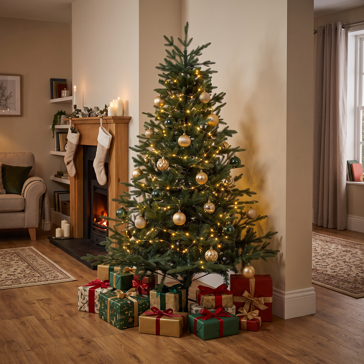 Dellonda DH45 Dellonda Artificial Hinged Christmas Tree 6ft(180cm)