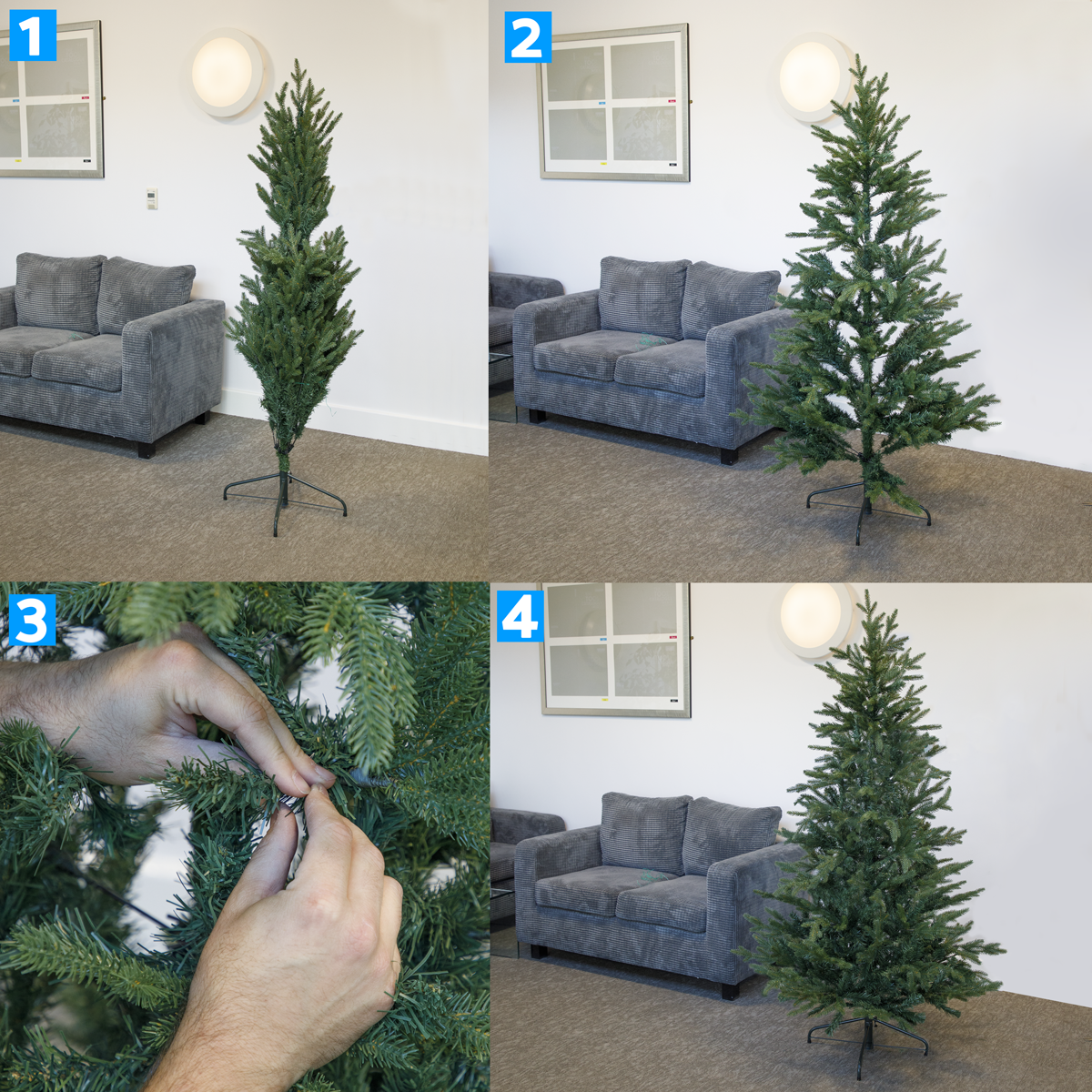 Dellonda DH45 Dellonda Artificial Hinged Christmas Tree 6ft(180cm)