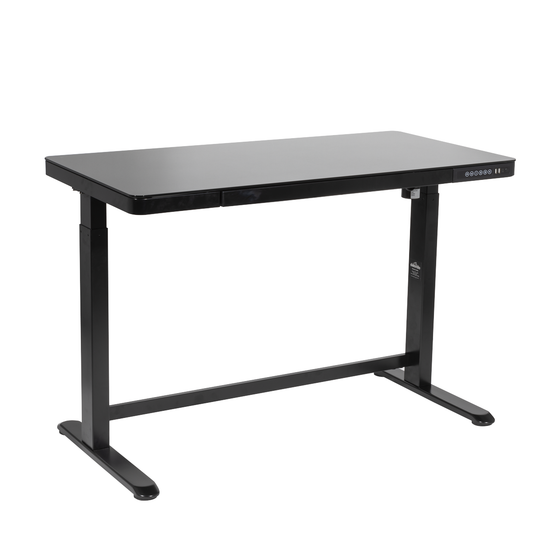 Dellonda DH53 Dellonda Single Motor Ultra-Quiet Electric Desk with Control Panel, USB Port & Drawer - Black Desktop