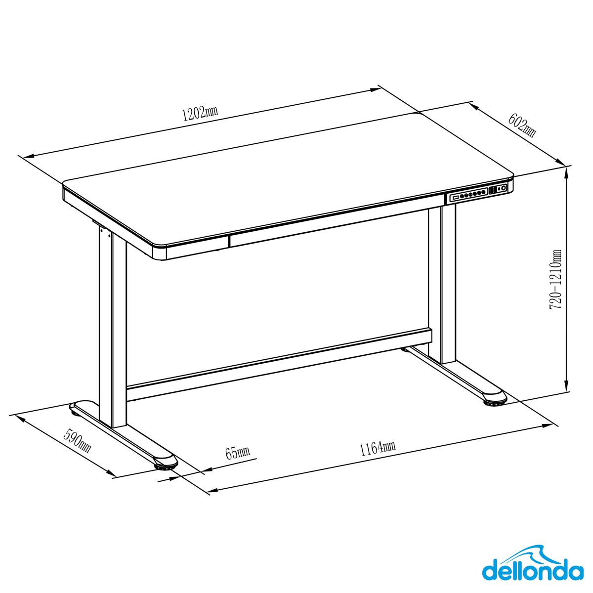 Dellonda DH54 Dellonda Single Motor Ultra-Quiet Electric Desk with Control Panel, USB Port & Drawer - White Desktop