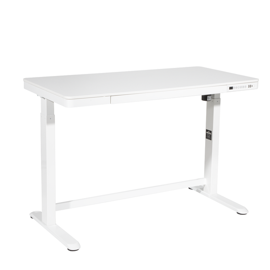 Dellonda DH54 Dellonda Single Motor Ultra-Quiet Electric Desk with Control Panel, USB Port & Drawer - White Desktop