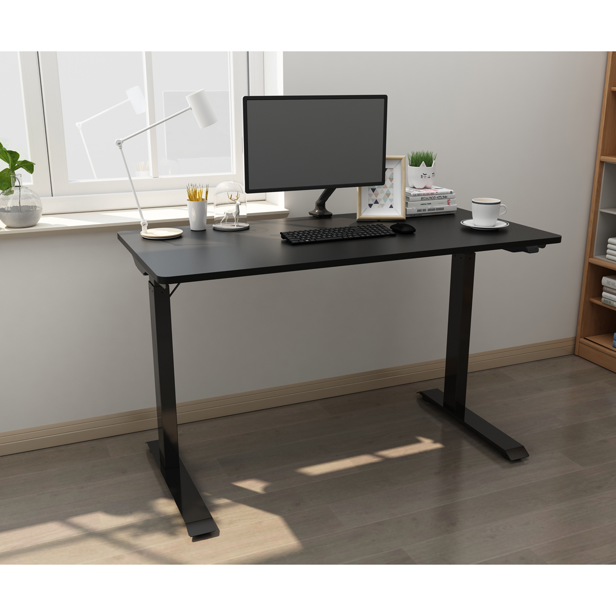 Dellonda DH55 Dellonda Single Motor Ultra-Quiet Adjustable-Height Electric Sit/Stand Desk - Black Desktop
