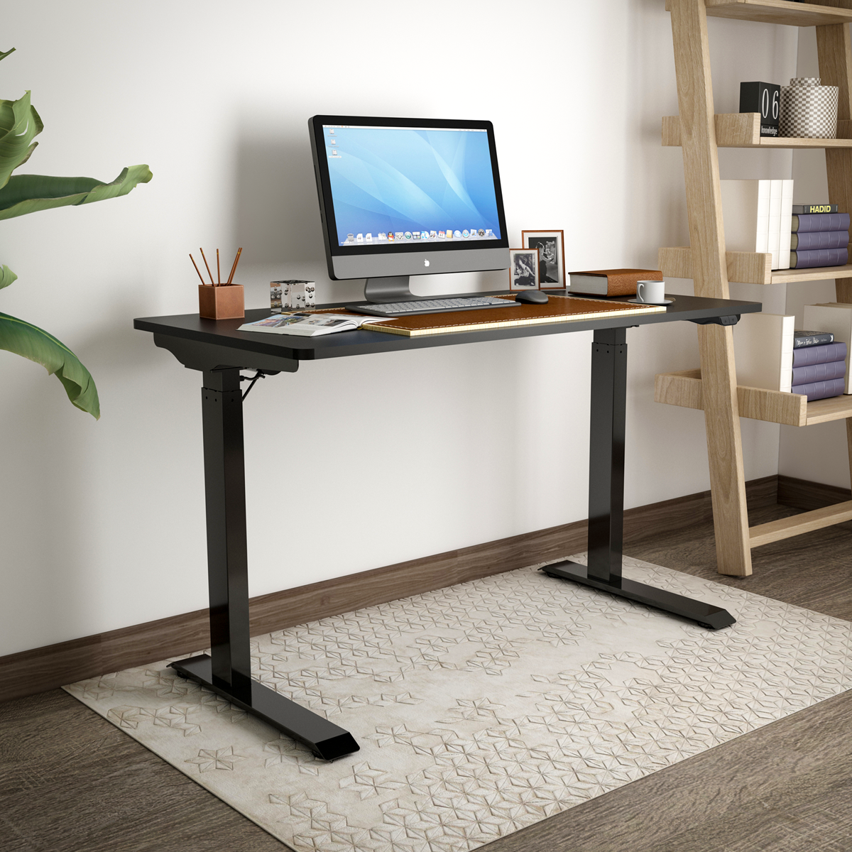 Dellonda DH55 Dellonda Single Motor Ultra-Quiet Adjustable-Height Electric Sit/Stand Desk - Black Desktop