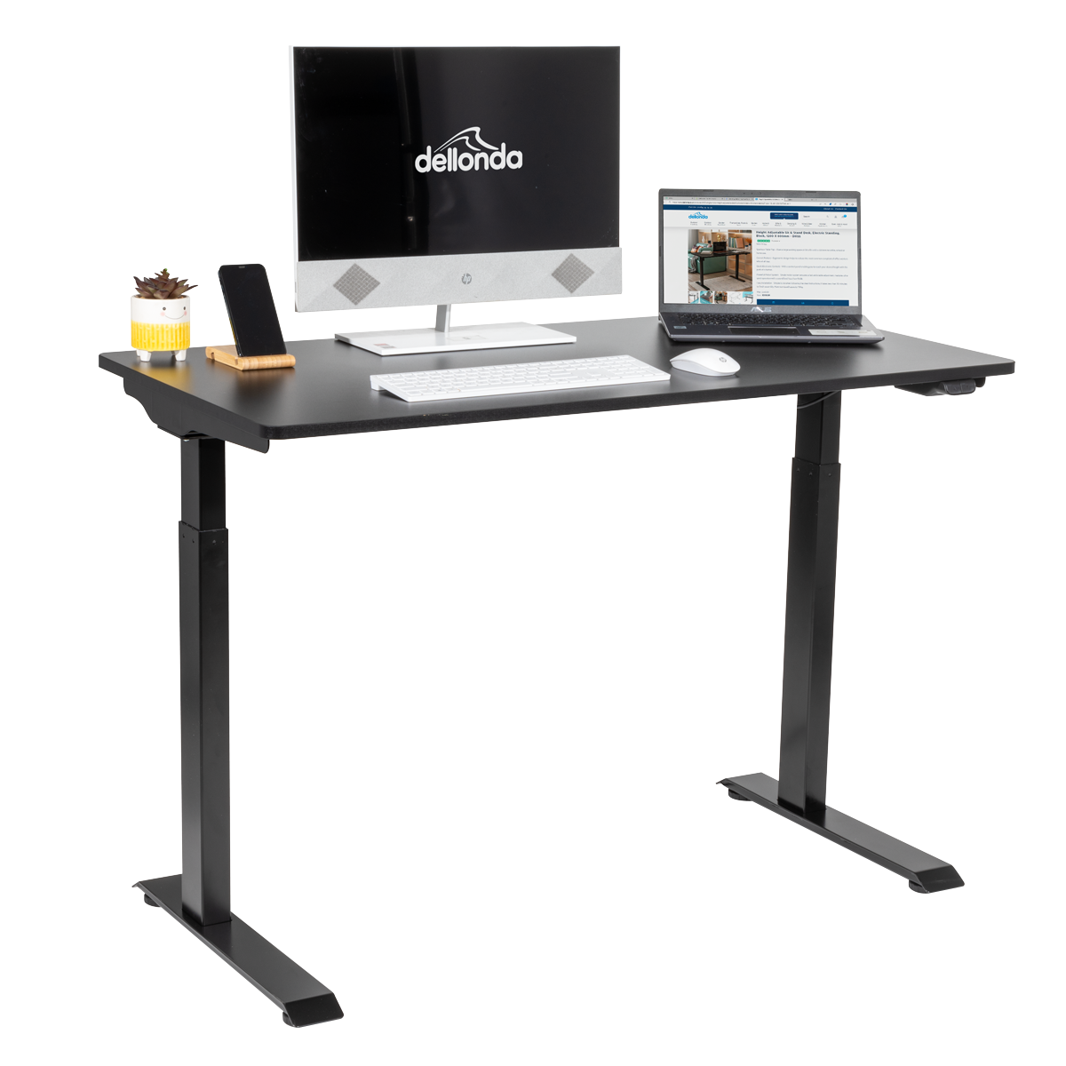 Dellonda DH55 Dellonda Single Motor Ultra-Quiet Adjustable-Height Electric Sit/Stand Desk - Black Desktop