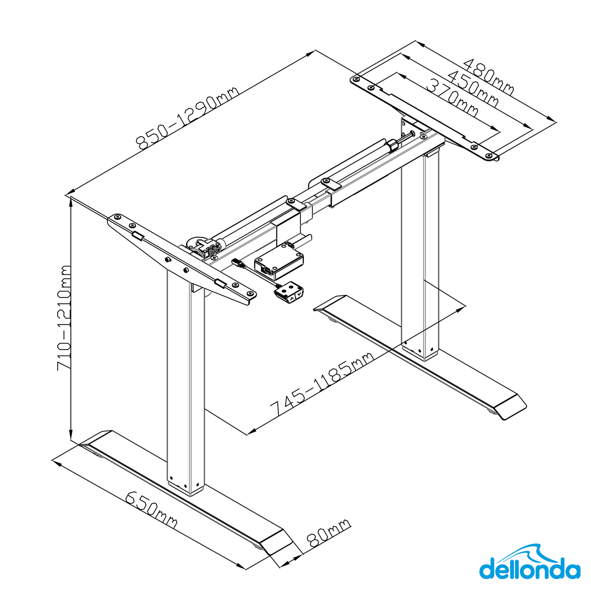 Dellonda DH64 Dellonda Single Motor Ultra-Quiet Adjustable-Height Desk Frame 70kg Capacity - White