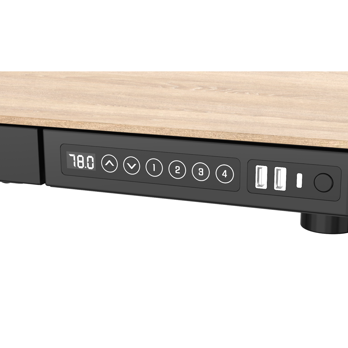 Dellonda DH65 Dellonda Single Motor Ultra-Quiet Electric Desk with Control Panel, USB Port & Drawer - Oak Desktop