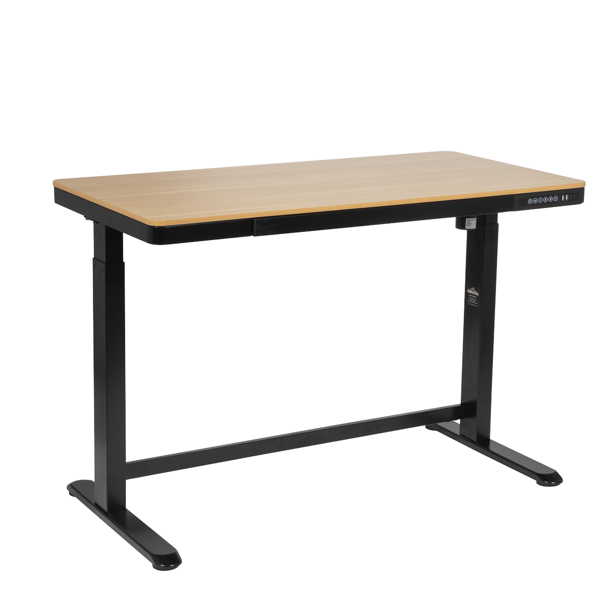 Dellonda DH65 Dellonda Single Motor Ultra-Quiet Electric Desk with Control Panel, USB Port & Drawer - Oak Desktop