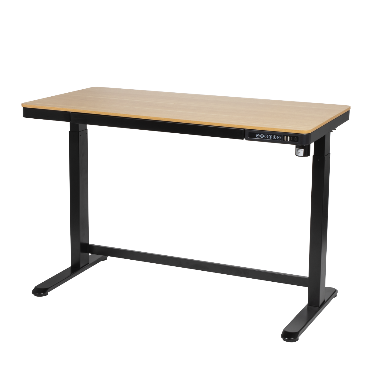 Dellonda DH65 Dellonda Single Motor Ultra-Quiet Electric Desk with Control Panel, USB Port & Drawer - Oak Desktop