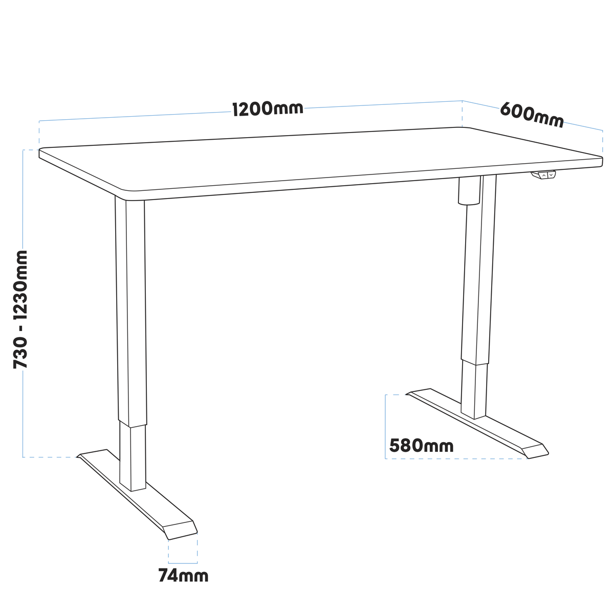 Dellonda DH66 Dellonda Single Motor Ultra-Quiet Adjustable-Height Electric Sit/Stand Desk - Oak Desktop