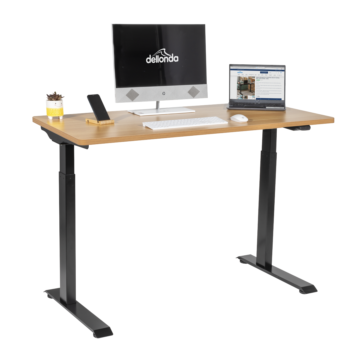 Dellonda DH66 Dellonda Single Motor Ultra-Quiet Adjustable-Height Electric Sit/Stand Desk - Oak Desktop