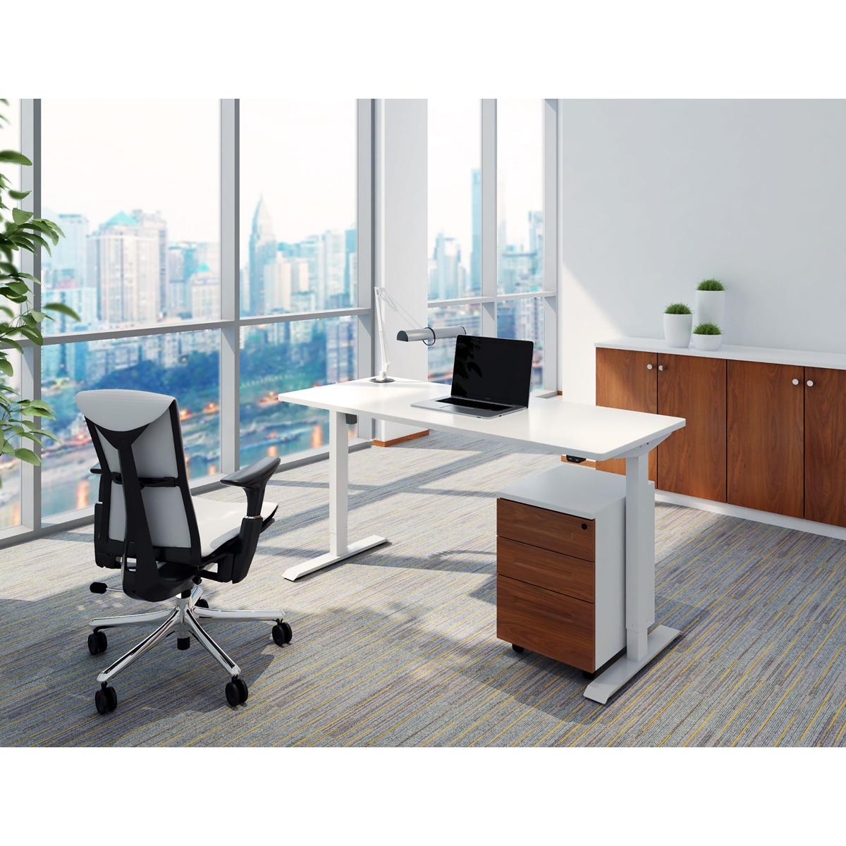 Dellonda DH67 Dellonda Single Motor Ultra-Quiet Adjustable-Height Electric Sit/Stand Desk - White Desktop