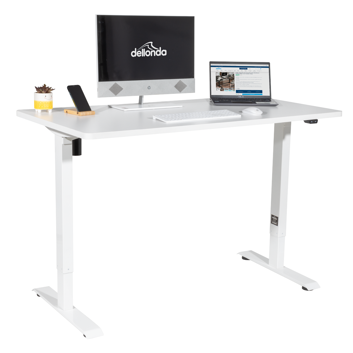Dellonda DH67 Dellonda Single Motor Ultra-Quiet Adjustable-Height Electric Sit/Stand Desk - White Desktop