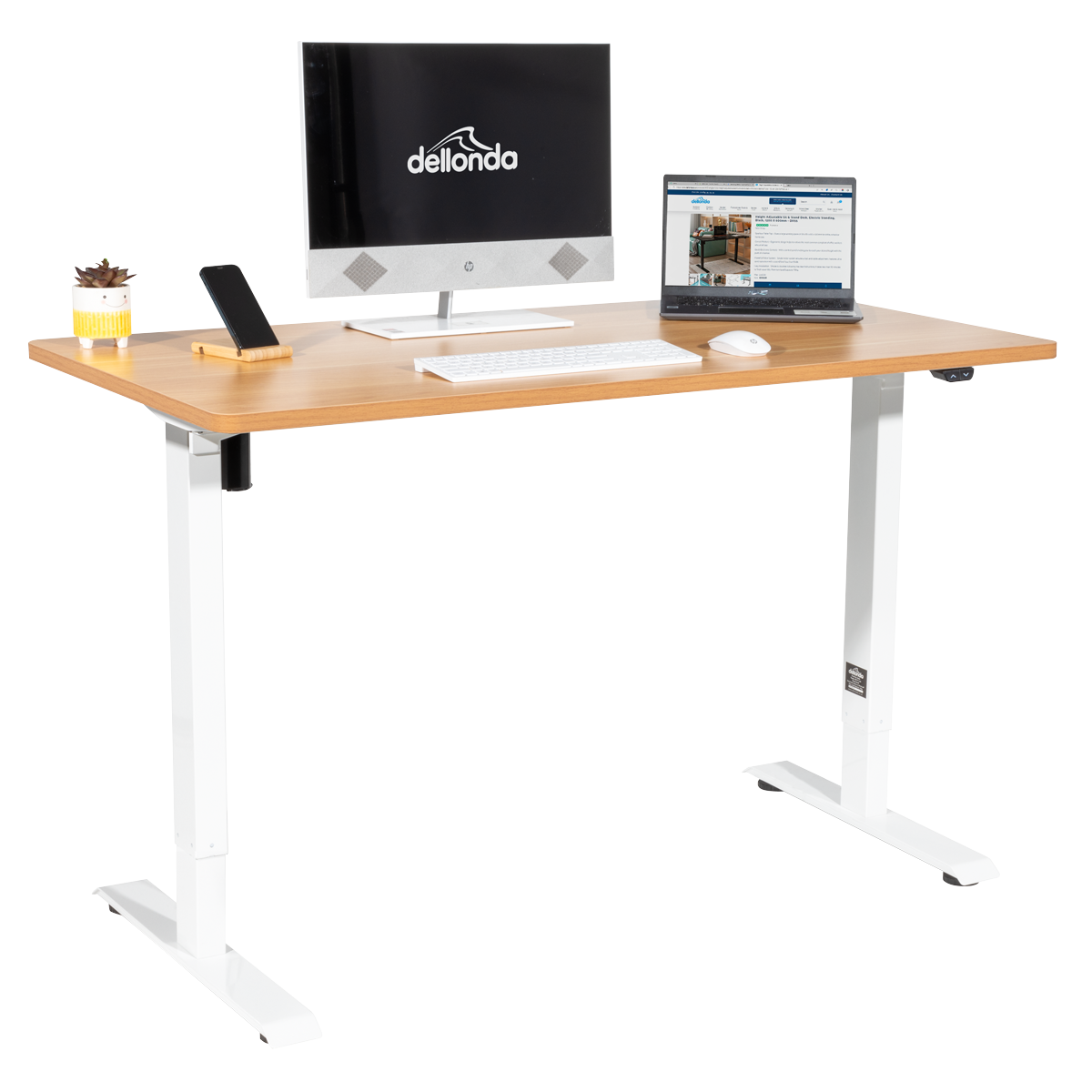 Dellonda DH68 Dellonda Single Motor Ultra-Quiet Adjustable-Height Electric Sit/Stand Desk - Oak Desktop