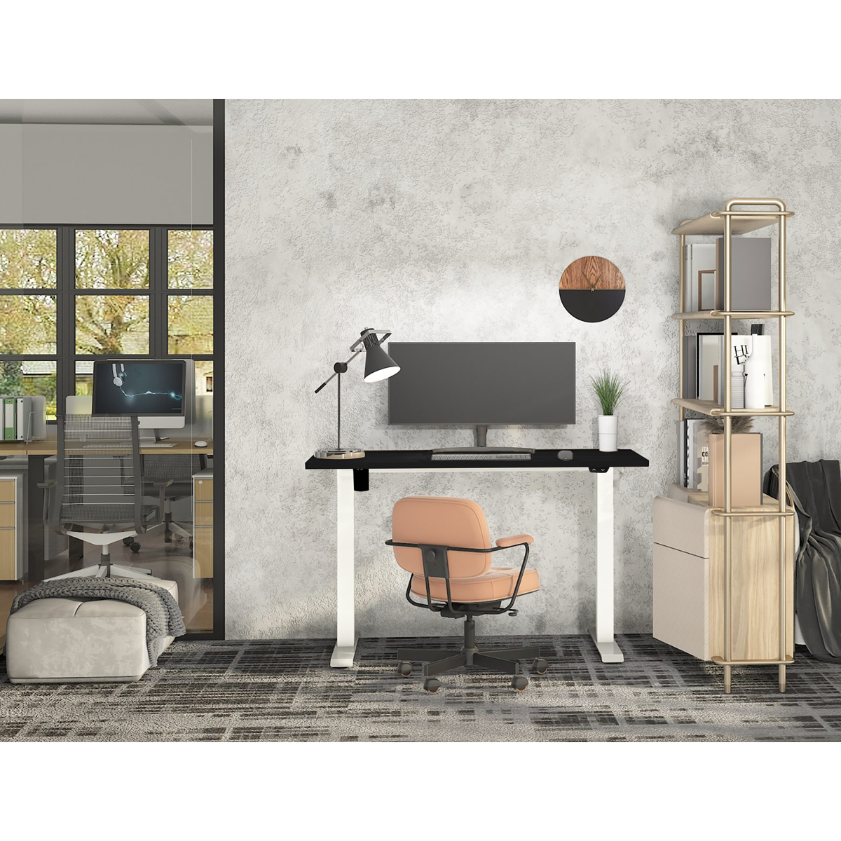 Dellonda DH69 Dellonda Single Motor Ultra-Quiet Adjustable-Height Electric Sit/Stand Desk - Black Desktop