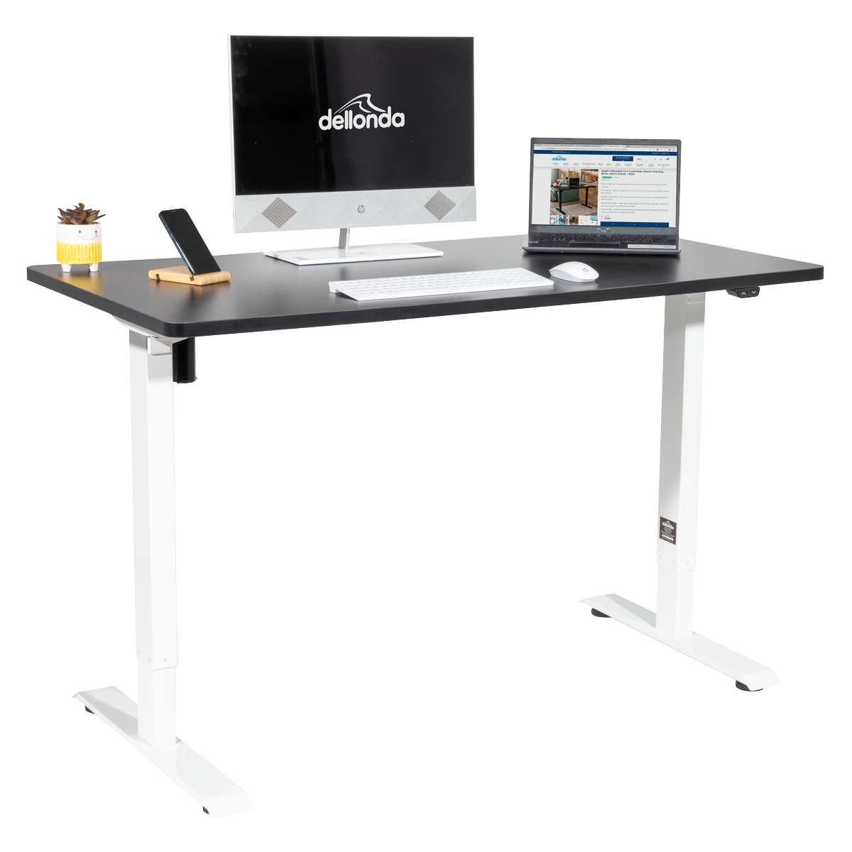 Dellonda DH69 Dellonda Single Motor Ultra-Quiet Adjustable-Height Electric Sit/Stand Desk - Black Desktop