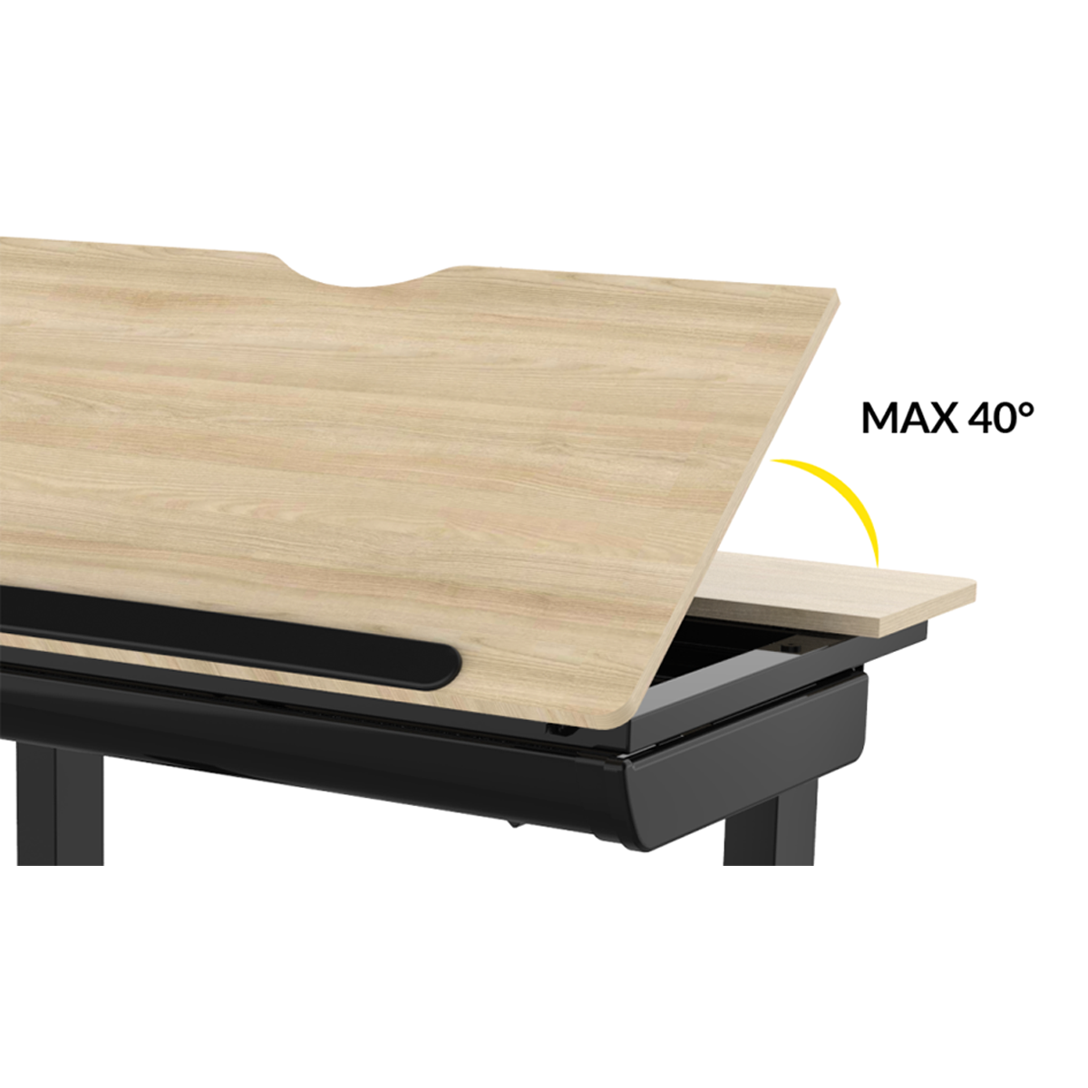 Dellonda DH71 Dellonda Single Motor Ultra-Quiet Electric Adjustable Drawing Table with 40° Tilt, Drawer & Side Table